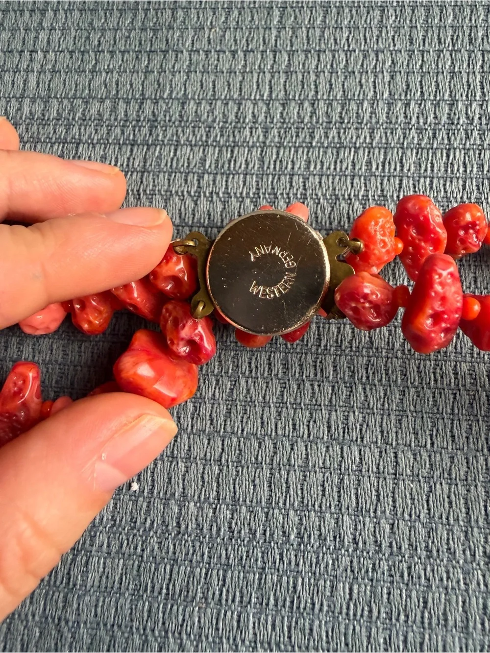 Vintage Western Germany Double Strand Simulated Coral Necklace